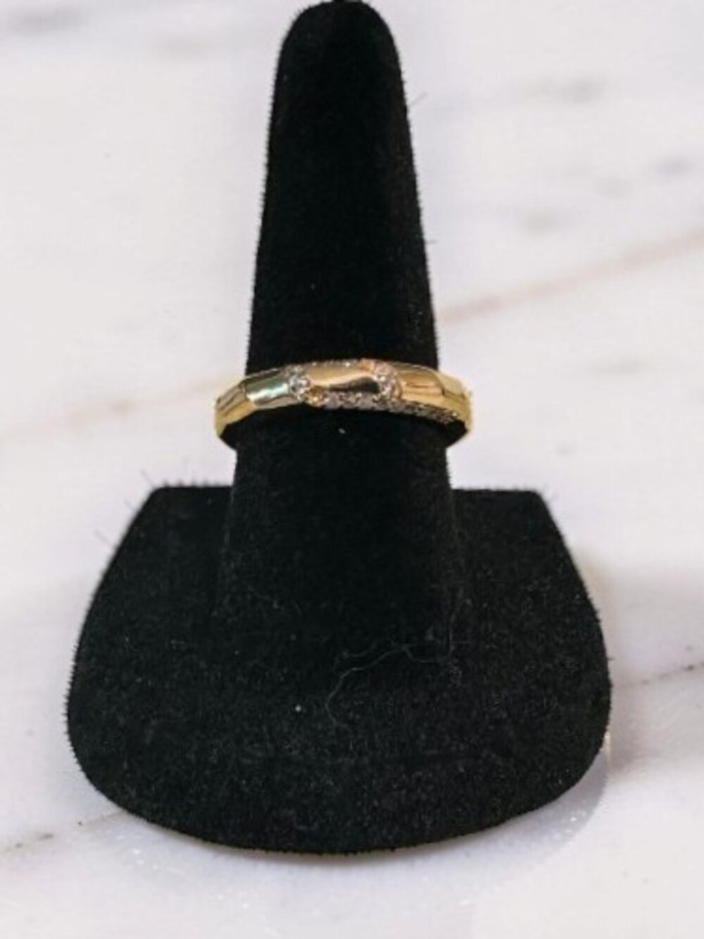NWOT Premium Gold Plated Hexagon CZ Stackable Ring Size 5.75